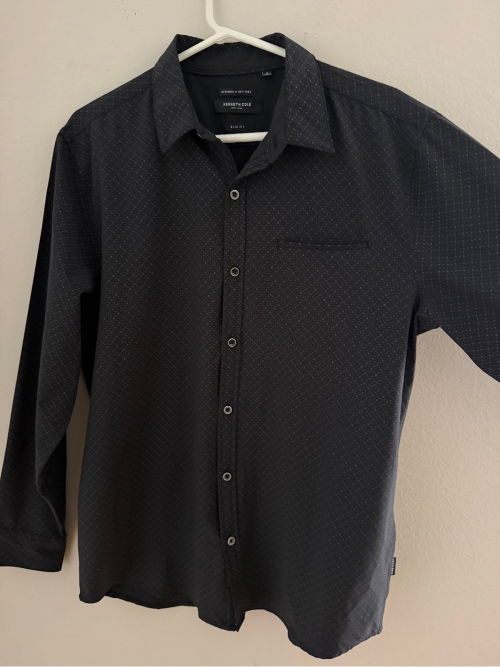 Kenneth Cole Black Microdot Button-Up Shirt